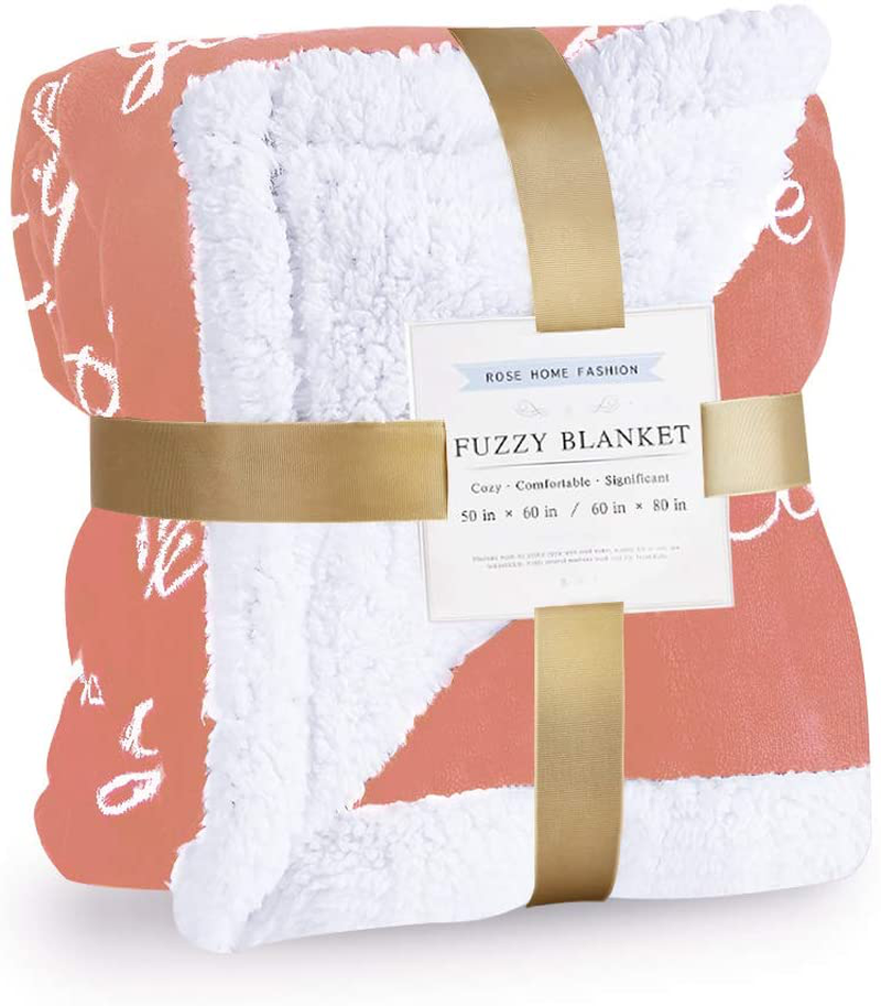 RHF Sherpa Blanket w/Words of Warm Hug, Family, Friendship, Positive Energy Healing Thoughts, Super Soft, Birthday Gifts for Women Men, Gift for Women, Womens Gifts, Mom Birthday Gifts(Throw, Violet) Arts & Entertainment > Party & Celebration > Gift Giving Rose Home Fashion Rose Throw(50"x60") 