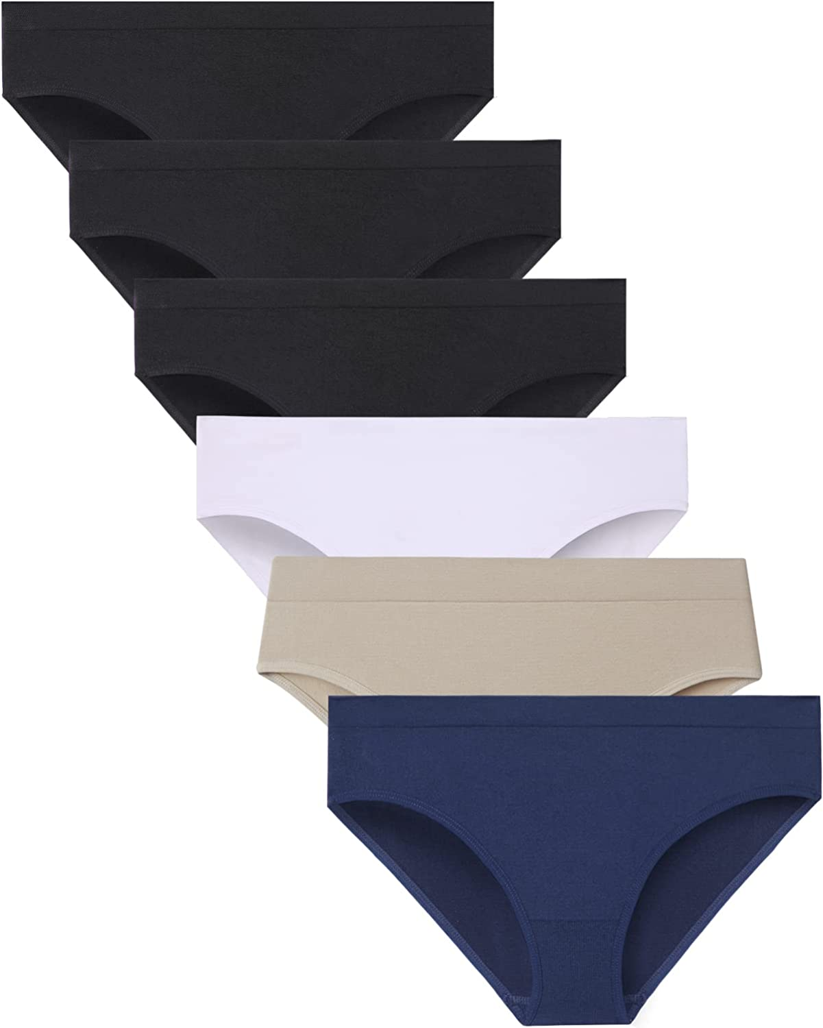 Areke Womens Bikini Panties Seamless Underwear, Soft Stretch Cheekini Hipster Briefs 6 Pack  Areke Dark Colors Assorted 6pack X-Large 