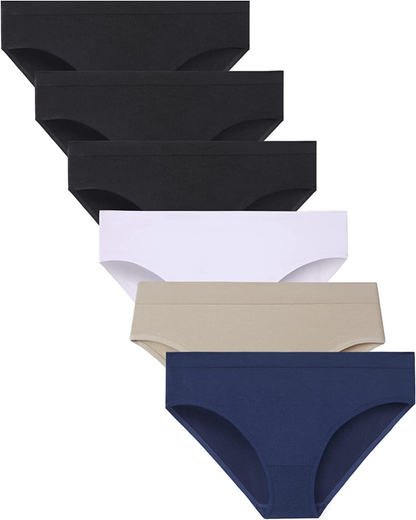 Areke Womens Bikini Panties Seamless Underwear, Soft Stretch Cheekini Hipster Briefs 6 Pack  Areke Dark Colors Assorted 6pack X-Large 