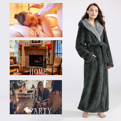Robes for Women with Hood Long Soft Warm Full Length Sleepwear Luxurious Plush Fleece Winter Ladies Robes Apparel & Accessories > Clothing > Sleepwear & Loungewear > Robes Kylie Max   