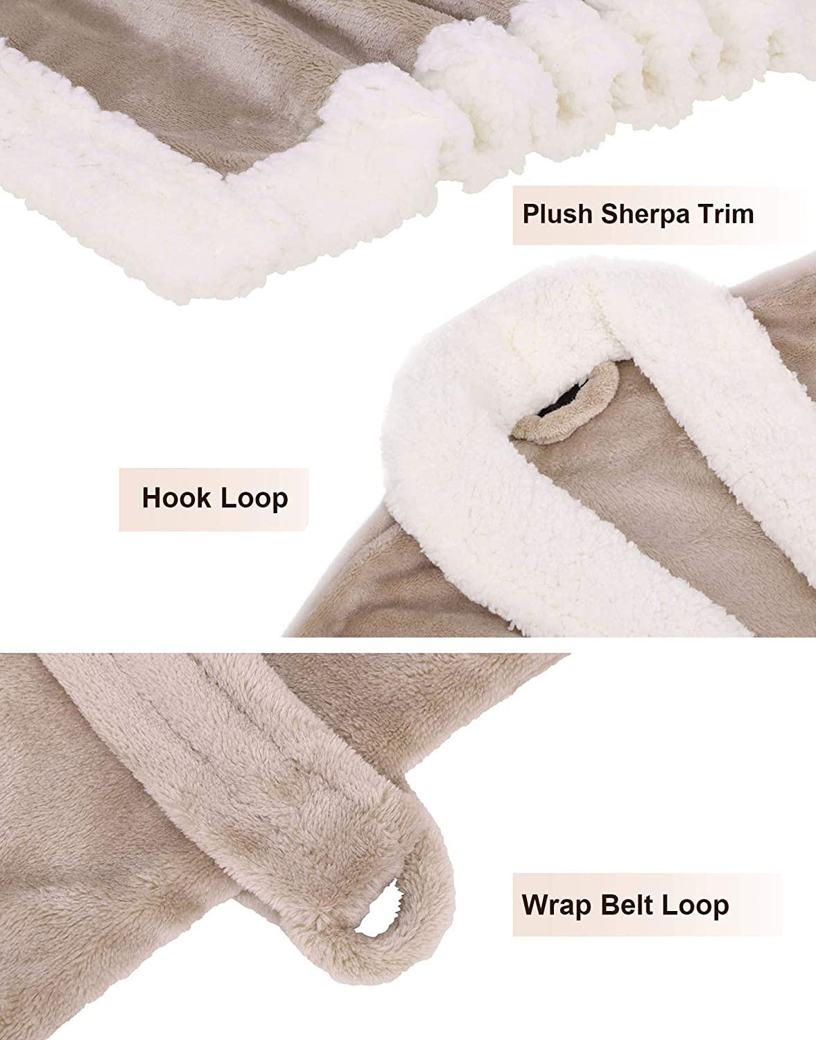 Burklett Luxury Sherpa Trim Fleece Long Bath Robe with Pocket Apparel & Accessories > Clothing > Sleepwear & Loungewear > Robes Kylie Max   