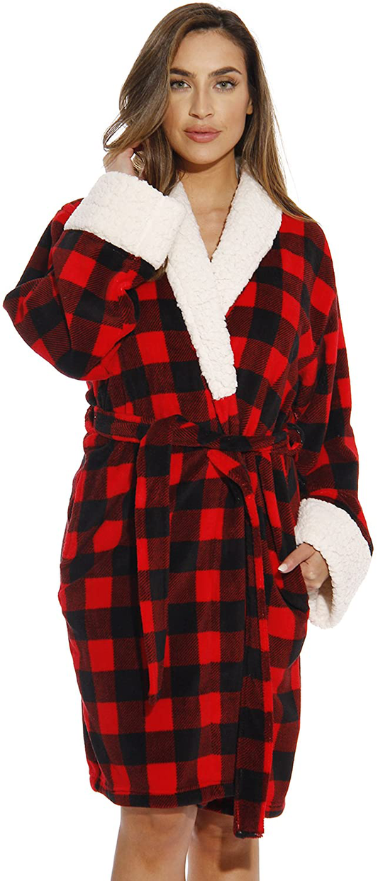 Just Love Sherpa Trim Plush Robe for Women Apparel & Accessories > Clothing > Sleepwear & Loungewear > Robes Kylie Max   