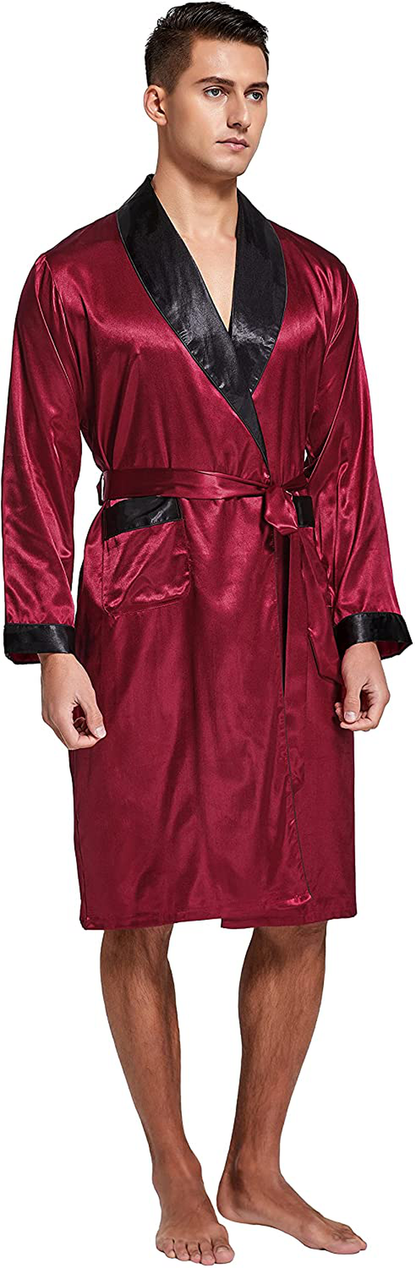 Tony & Candice Men’S Satin Robe Lightweight Long Sleeve Silk Kimono Bathrobe with Shorts Set Sleepwear Apparel & Accessories > Clothing > Sleepwear & Loungewear > Robes Kylie Max   