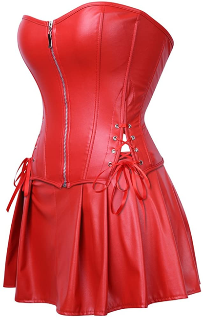 Frawirshau Faux Leather Corset Dress Corsets for Women Sexy Bustier Lingeire Corset Skirt Costume Apparel & Accessories > Clothing > Underwear & Socks > Lingerie frawirshau   