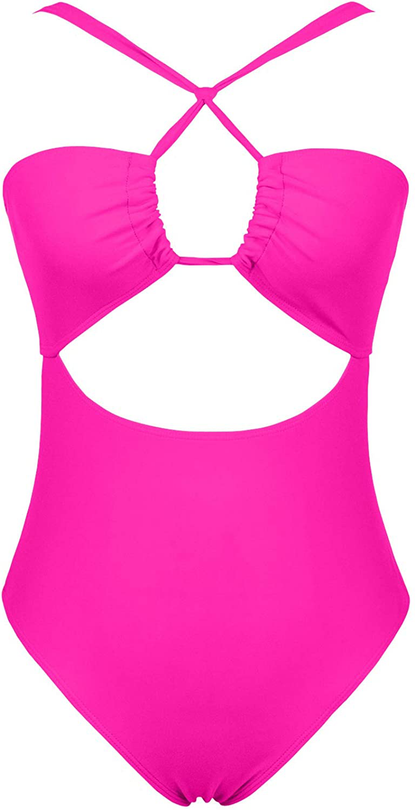 Ioiom Women'S Sexy Front Cross One Piece Swimsuits High Waisted Tummy Control Bathing Suits Apparel & Accessories > Clothing > Swimwear Kylie Max   
