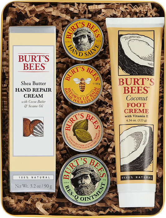Burt's Bees Gift Set, 6 Classic Products – Cuticle Cream, Hand Salve, Lip Balm, Res-Q Ointment, Hand Repair Cream & Foot Cream, in Giftable Tin Arts & Entertainment > Party & Celebration > Gift Giving Burt's Bees, Inc. Classics Gift  