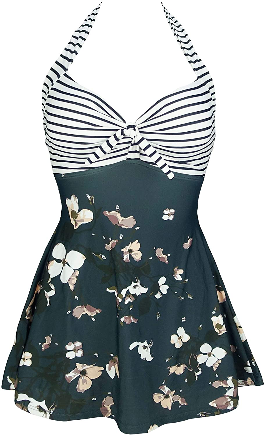COCOSHIP Vintage Sailor Pin up Swimsuit Retro One Piece Skirtini Cover up Swimdress(Fba) Apparel & Accessories > Clothing > Swimwear Kylie Max   