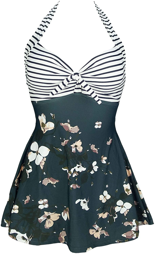 COCOSHIP Vintage Sailor Pin up Swimsuit Retro One Piece Skirtini Cover up Swimdress(Fba) Apparel & Accessories > Clothing > Swimwear Kylie Max   