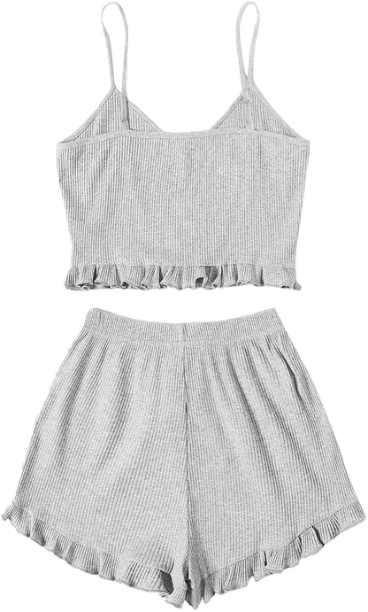 Sweatyrocks Women'S Suit Two Piece Outfits Sleeveless Crop Cami Top and Shorts Set Apparel & Accessories > Clothing > Sleepwear & Loungewear Kylie Max   