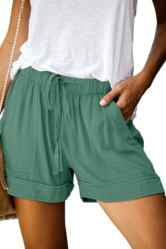KISSMODA Womens Summer Shorts Leopard/Camo/Solid/Floral Print Elastic Waist Pocketed Casual Pants Apparel & Accessories > Clothing > Shorts Kylie Max   