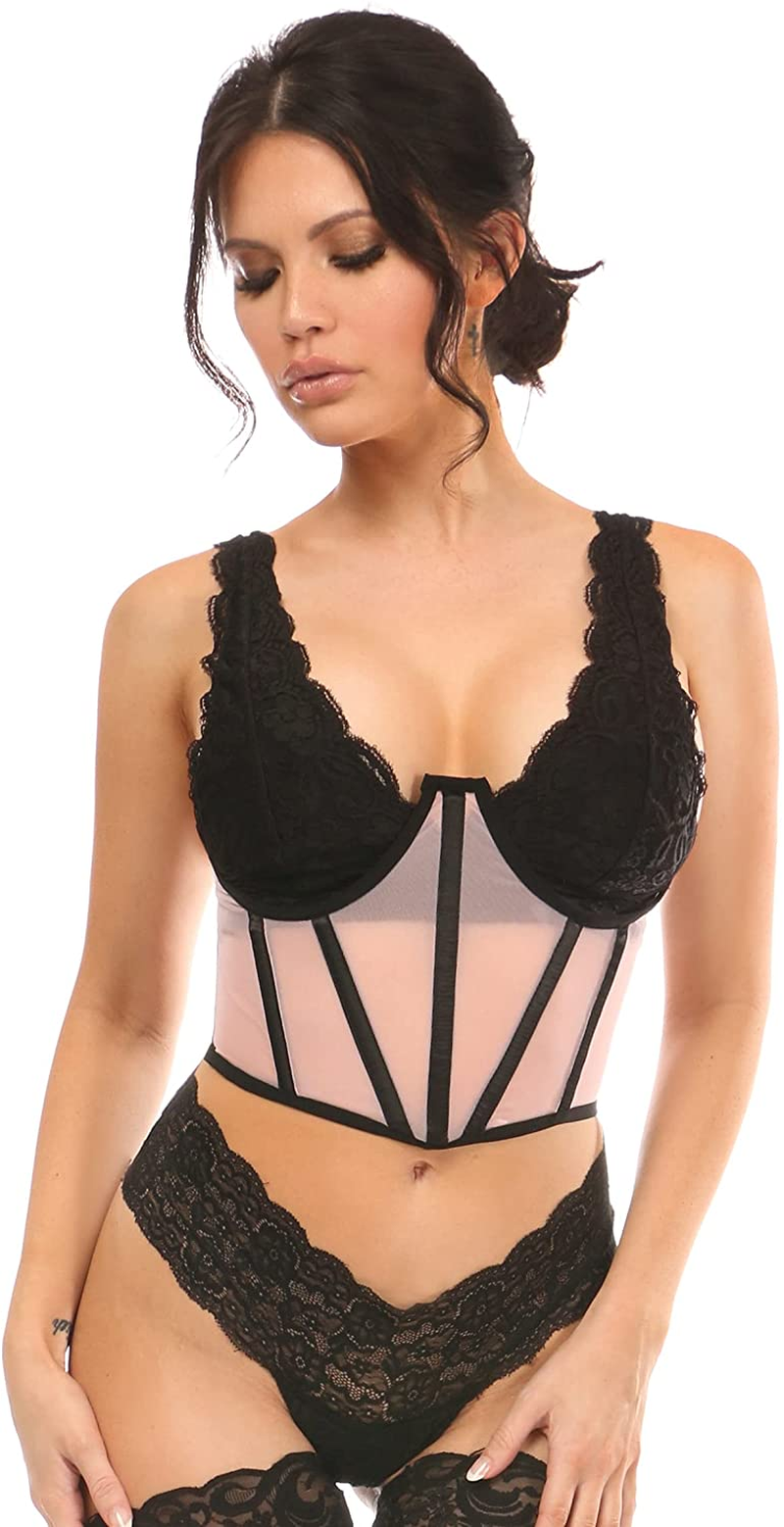 Daisy Corsets Womens Black Mesh Open Cup Waist Cincher Apparel & Accessories > Clothing > Underwear & Socks > Lingerie Daisy corsets Pink 6X 