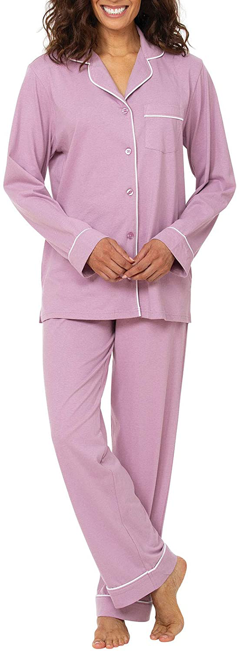 PajamaGram Pajama Set for Women - Cotton Jersey Pajamas Women Apparel & Accessories > Clothing > Sleepwear & Loungewear > Pajamas PajamaGram Lavender X-Large 