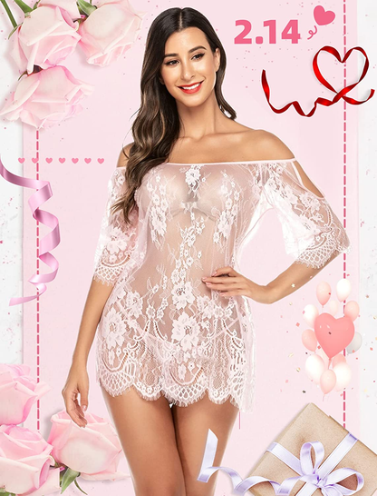 Avidlove Women Chemises Lace Smock Lingerie Mini Babydoll Lingerie Sleepwear S-4XL Apparel & Accessories > Clothing > Underwear & Socks > Lingerie Avidlove   