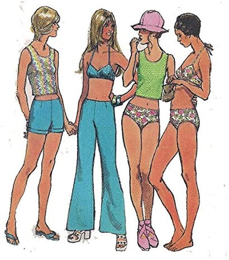 Simplicity 5026 Junior and Misses Hip-Hugger Pants, Short Shorts, Pullover Top, Shorts and Bikini Vintage Sewing Pattern, Check Listings for Size Apparel & Accessories > Clothing > Underwear & Socks > Underwear Simplicity   