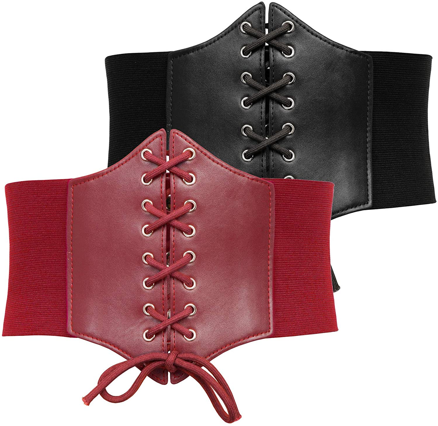 GRACE KARIN Lace-Up Cinch Belt Tied Corset Elastic Waist Belt Apparel & Accessories > Clothing Accessories > Belts GRACE KARIN Black + Red Medium 