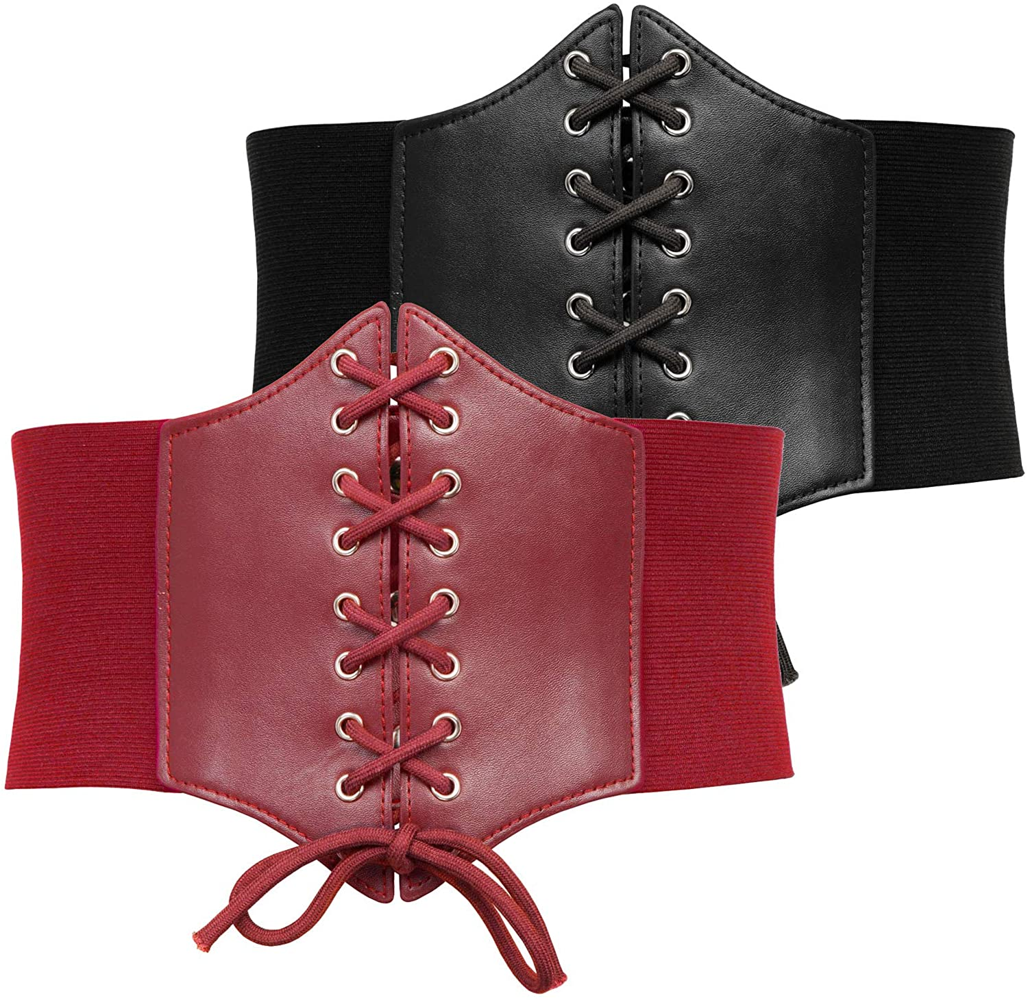 GRACE KARIN Lace-Up Cinch Belt Tied Corset Elastic Waist Belt Apparel & Accessories > Clothing Accessories > Belts GRACE KARIN Black + Red Medium 