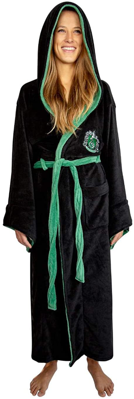 Harry Potter Slytherin Adult Fleece Hooded Bathrobe (One Size) Apparel & Accessories > Clothing > Sleepwear & Loungewear > Robes Kylie Max   