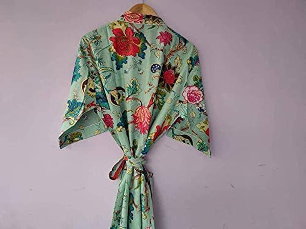 Indian Kimono Robes Japanese Kimono Bridesman Robes Kimono Cardigan Beach Wear Cotton Robe Floral Kimono Robe Night Gown Gifts for Christmas by RANJANACRAFT. (36 Inch US Women'S Letter) Apparel & Accessories > Clothing > Sleepwear & Loungewear > Robes Generic   