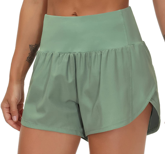 THE GYM PEOPLE Womens High Waisted Running Shorts Quick Dry Athletic Workout Shorts with Mesh Liner Zipper Pockets Apparel & Accessories > Clothing > Shorts Kylie Max   