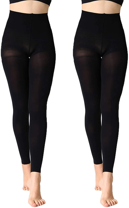 MANZI Run Resistant Control Top Panty Hose Opaque Tights Apparel & Accessories > Clothing > Underwear & Socks > Shapewear MANZI Black(footless Tights) Small 