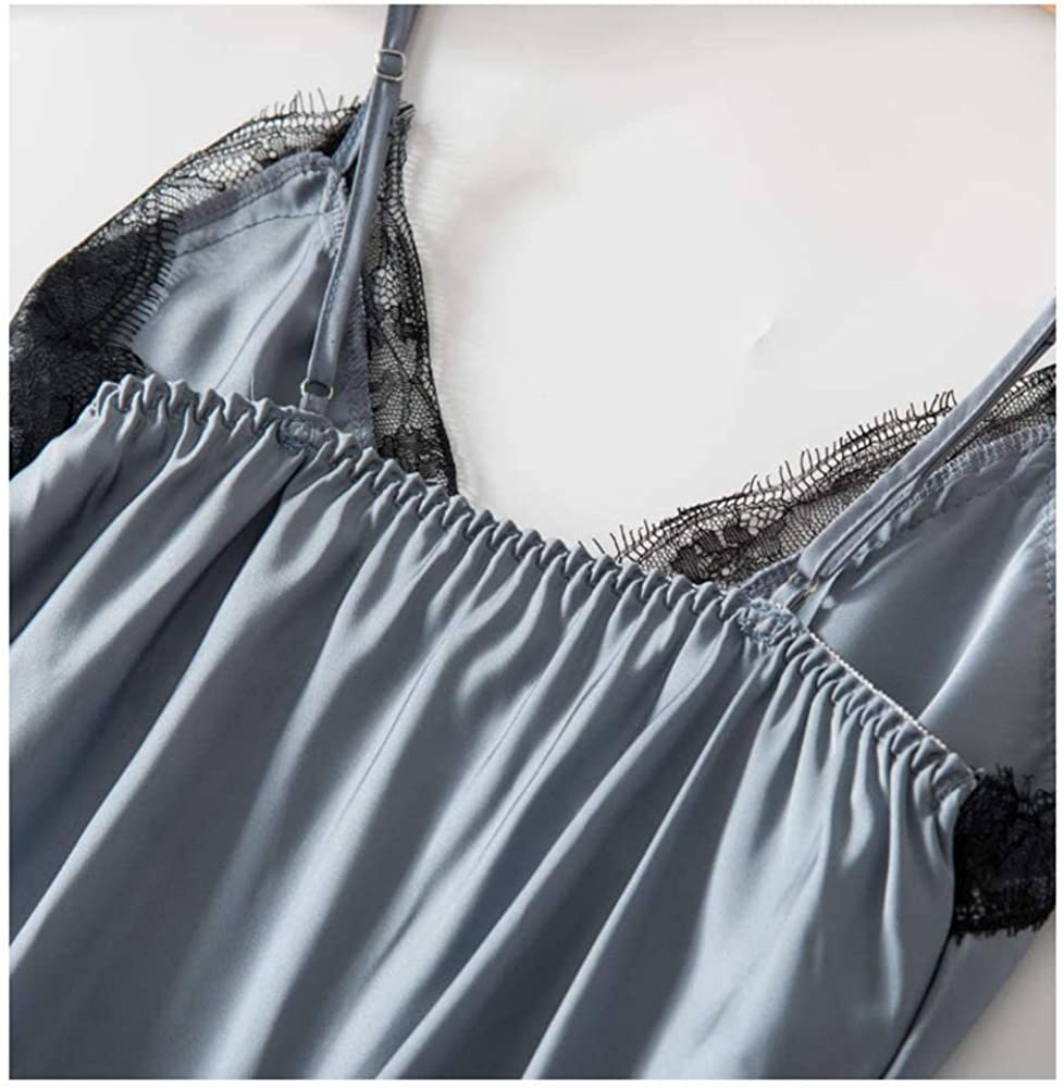 SAPJON Women'S 4Pcs Silk Satin Pajama Set Cami Top Nightgown Lace Sleepwear Robe Sets Sexy Nightdress with Chest Pads Apparel & Accessories > Clothing > Sleepwear & Loungewear Kylie Max   