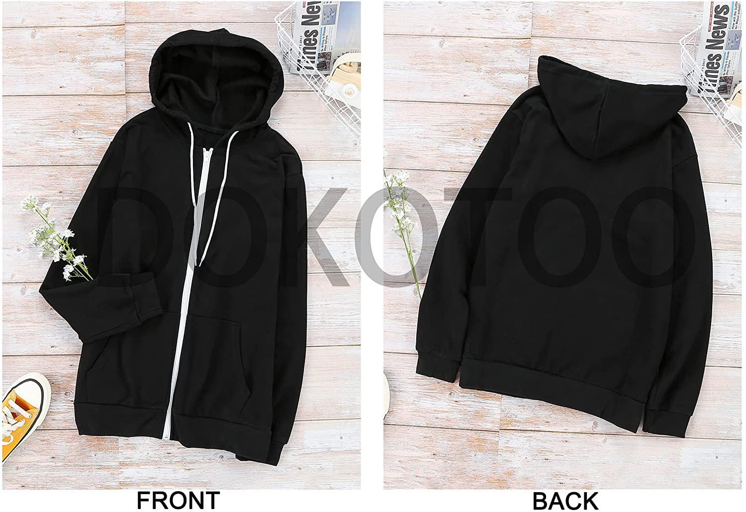 Dokotoo Women'S Full Zip up Hoodie Long Sleeve Hooded Sweatshirts Pockets Jacket Coat for Women Apparel & Accessories > Clothing > Activewear Kylie Max   