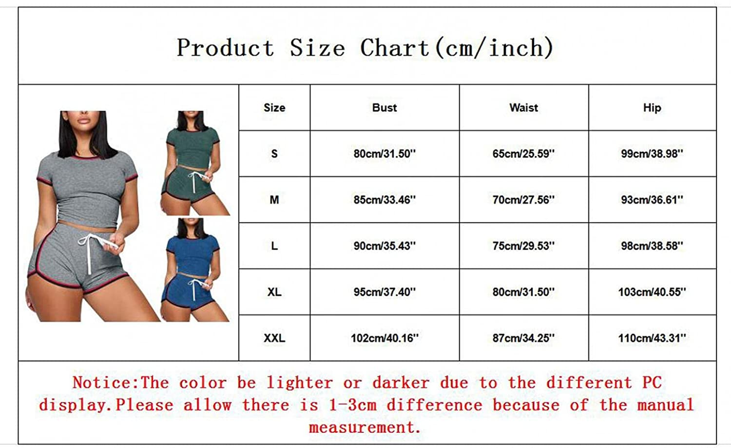 Burband Womens Casual Loungewear 2 Piece Shorts Sets Short Sleeve Sexy Crop Top and Jogger Shorts Summer Tracksuits Outfits Apparel & Accessories > Clothing > Underwear & Socks > Shapewear Burband   