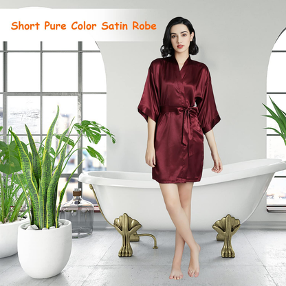 Women Bridesmaid Bridal Silk Robes - Short Pure Color Satin Kimono Bathrobes for Women,Wedding Party Getting Ready Robes Apparel & Accessories > Clothing > Sleepwear & Loungewear > Robes Vphom   