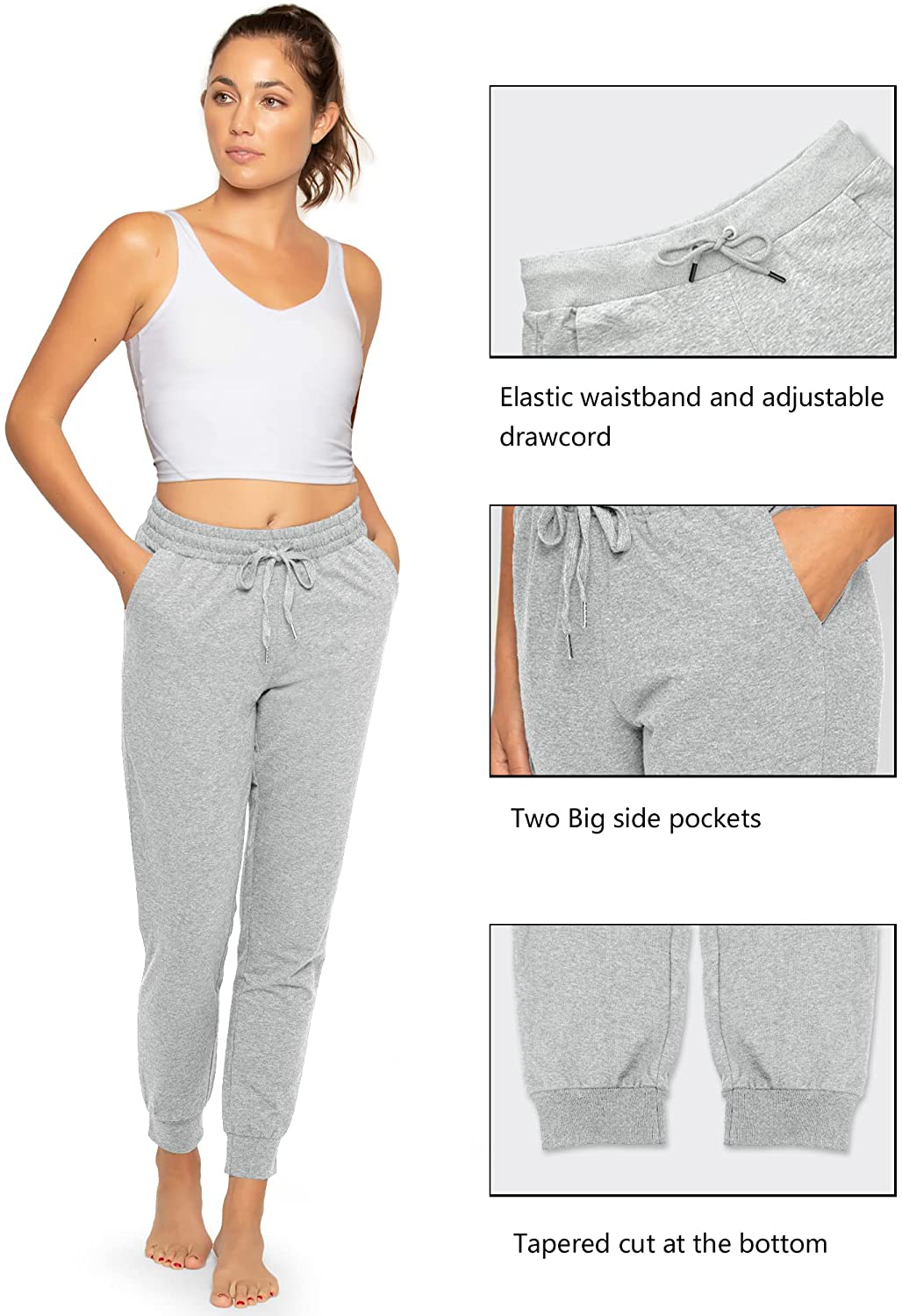 Stelle Women'S Sweatpants Lightweight Yoga Joggers Athletic Workout Track Pants with Pockets 28" Apparel & Accessories > Clothing > Activewear Kylie Max   