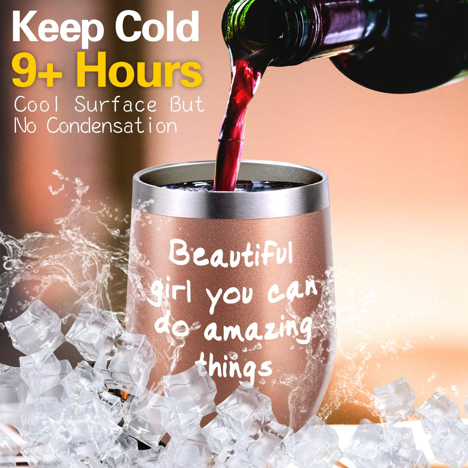 Inspirational Gifts, Inspirational Gift for Girl, Inspirational gift for Women, Beautiful Girl You Can Do Amazing Things Birthday Wine Gifts Ideas for Women Girl, 12oz Insulated Wine Tumbler with Lid Arts & Entertainment > Party & Celebration > Gift Giving ShangTianFeng   