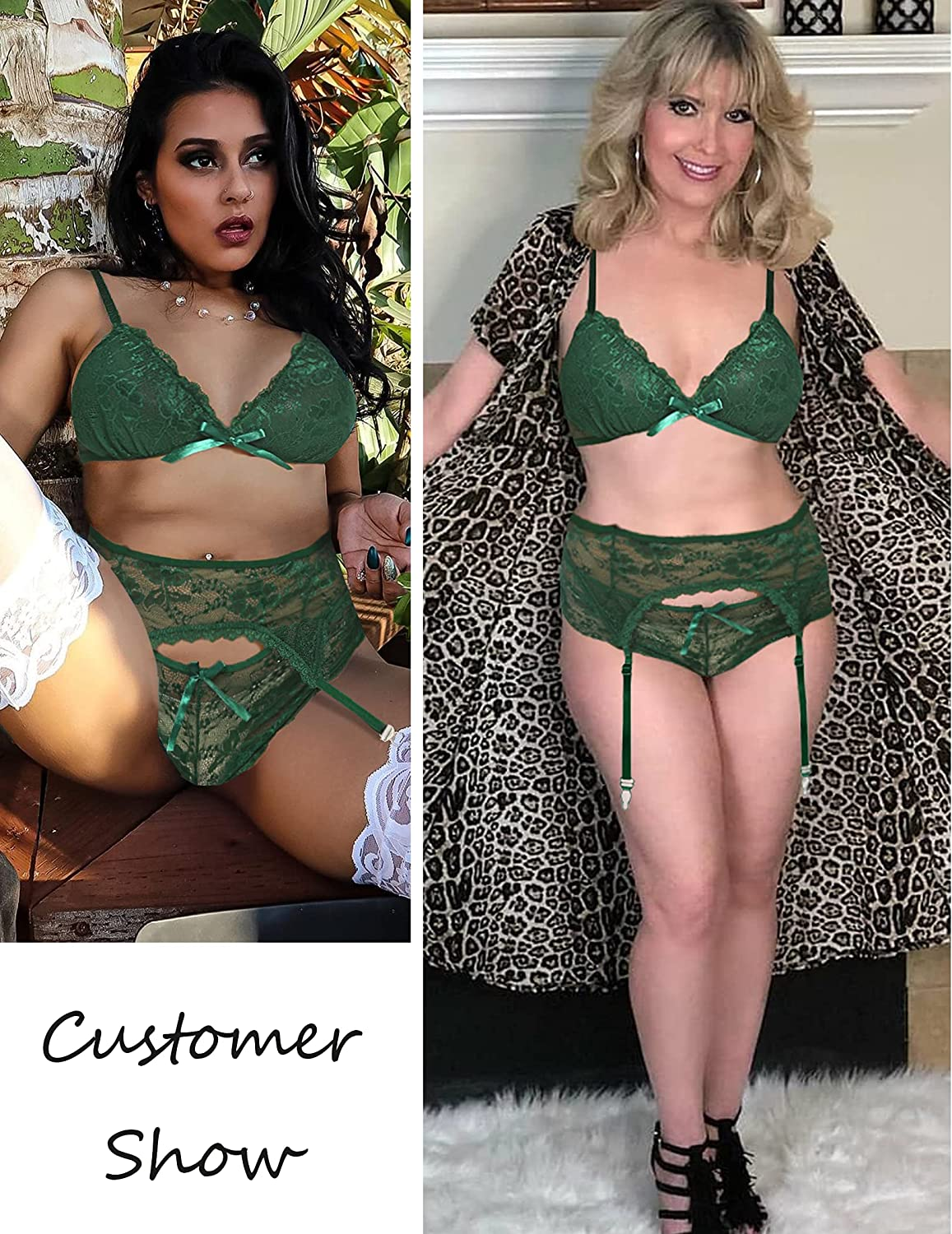 Avidlove Women Lace Lingerie Set with Garter Belts Strap Babydoll Bralette Bra and Panty Set Apparel & Accessories > Clothing > Underwear & Socks > Lingerie Avidlove   