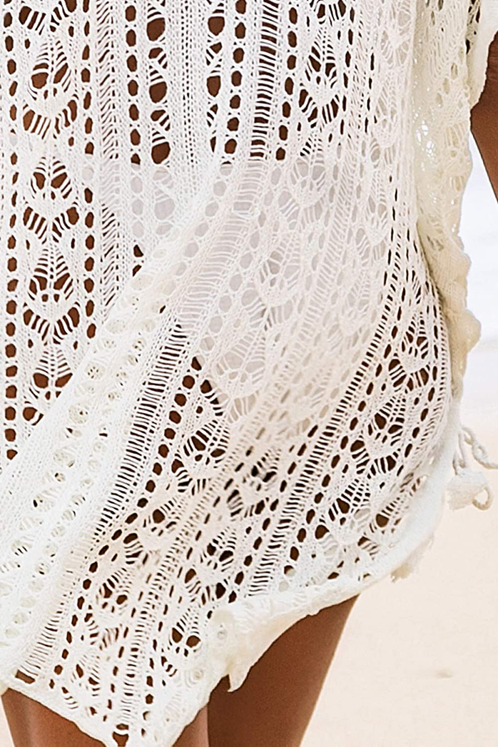 CUPSHE Women'S Cover up Hollow Out Crochet Lace Sheer Beachwear White Apparel & Accessories > Clothing > Swimwear Kylie Max   