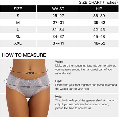 VEENXTHA Womens Underwear Panties Cotton Brief Lace Breathable Stretch Medium Waist Pack of 5 Apparel & Accessories > Clothing > Underwear & Socks > Underwear VEENXTHA   