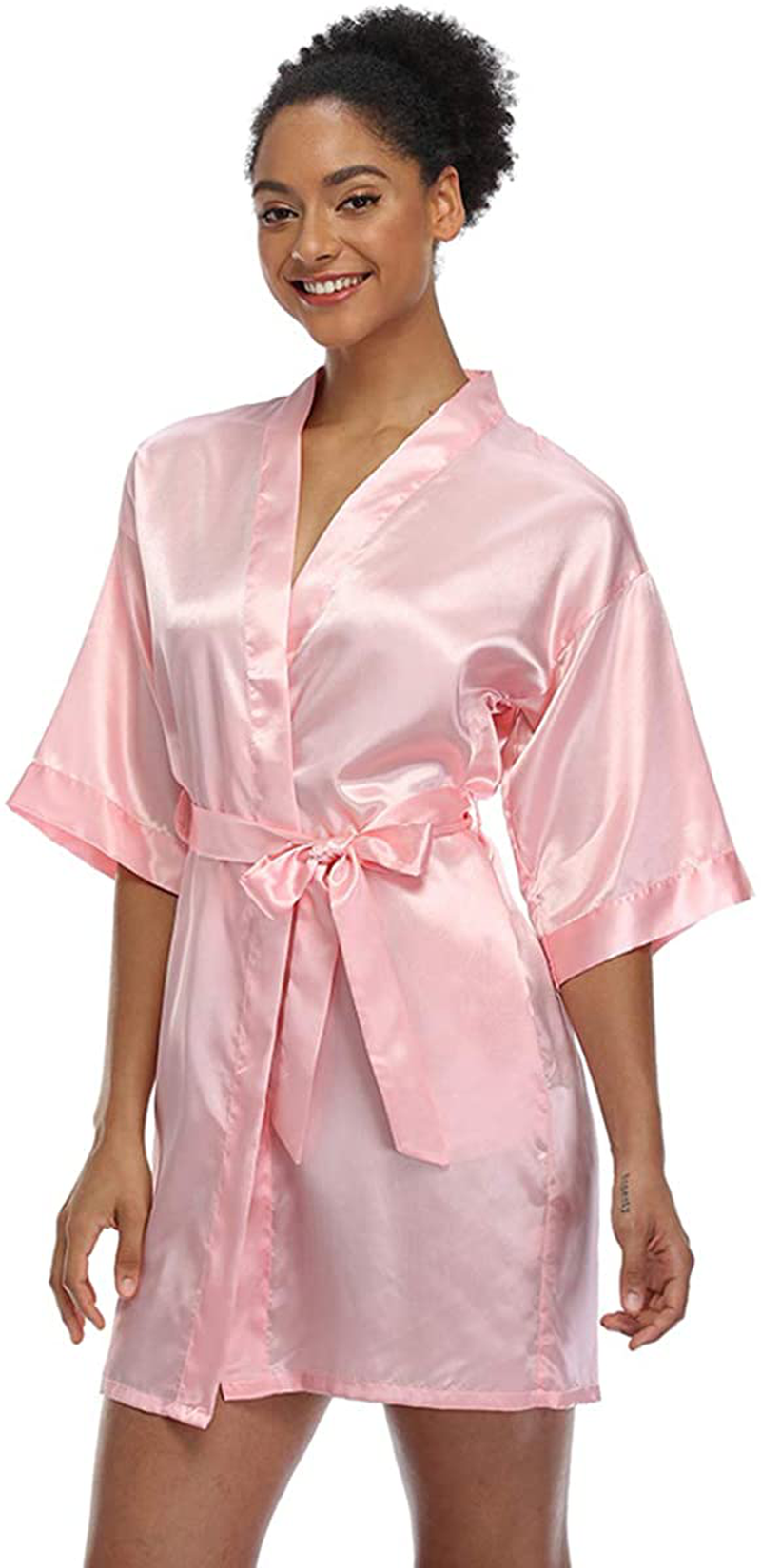 Short Silky Robe for Women Bridal Lightweight Sleepwear Satin Kimono Bathrobe Apparel & Accessories > Clothing > Sleepwear & Loungewear > Robes Ferrendo   