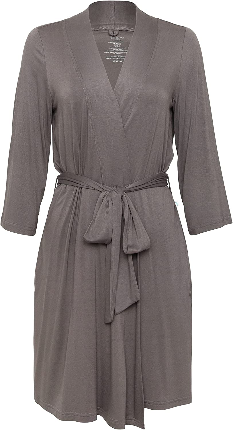 Posh Peanut Mommy Robe for Maternity, Labor Delivery Soft Nursing Lounge Wear, Viscose from Bamboo Apparel & Accessories > Clothing > Sleepwear & Loungewear > Robes Posh Peanut Dark Gray Large 