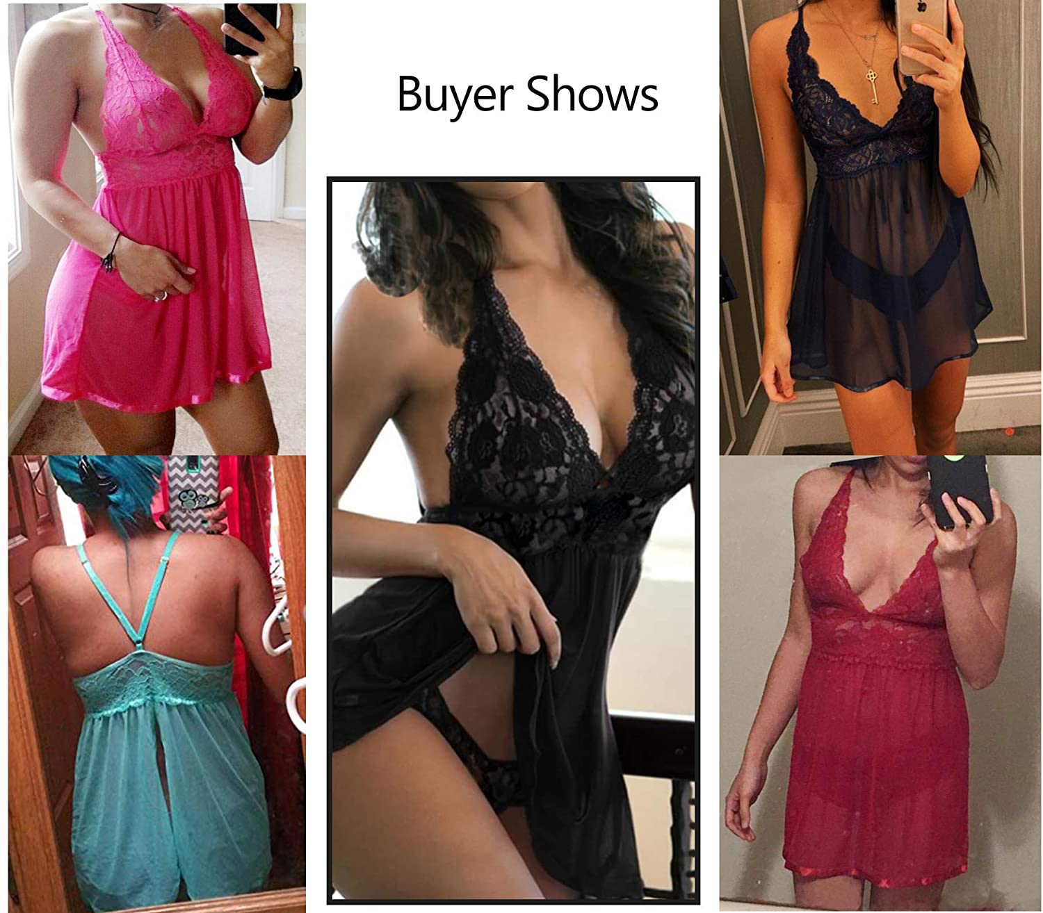 Avidlove Women Lingerie Lace Babydoll Strap Chemise Halter Teddy V Neck Sleepwear Apparel & Accessories > Clothing > Underwear & Socks > Lingerie Kylie Max   