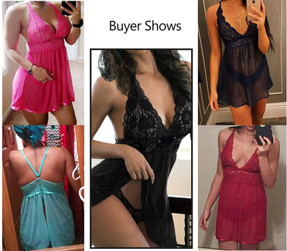 Avidlove Women Lingerie Lace Babydoll Strap Chemise Halter Teddy V Neck Sleepwear Apparel & Accessories > Clothing > Underwear & Socks > Lingerie Kylie Max   
