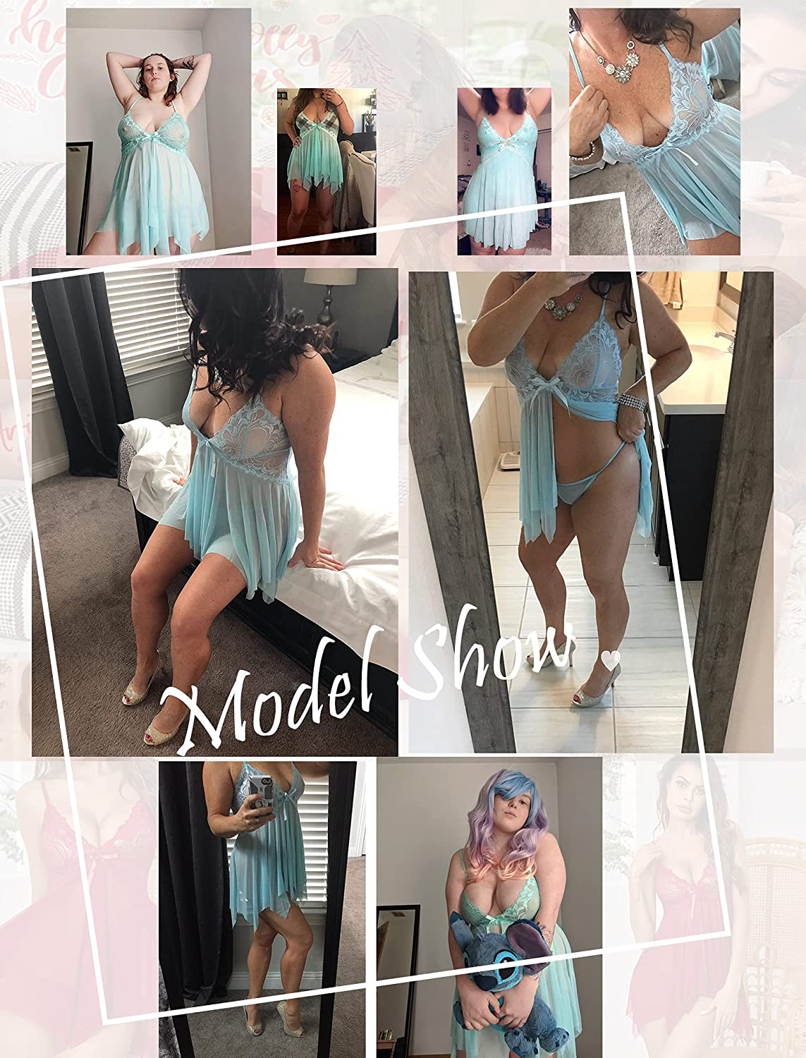Avidlove Lingerie for Women Lace Babydoll Sleepwear Boudoir Outfits plus Size Langeray XS-5XL Apparel & Accessories > Clothing > Underwear & Socks > Lingerie Kylie Max   