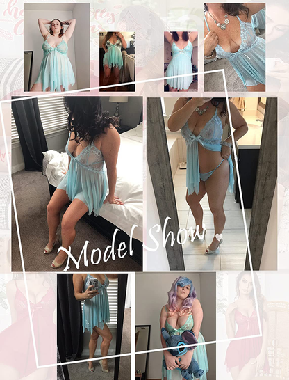 Avidlove Lingerie for Women Lace Babydoll Sleepwear Boudoir Outfits plus Size Langeray XS-5XL Apparel & Accessories > Clothing > Underwear & Socks > Lingerie Kylie Max   