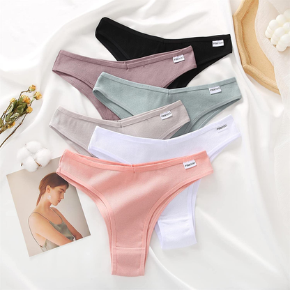 FINETOO 6 Pack Womens Cotton Underwear Sexy V-Waist Bikini Panties Ladies Brazilian Hipster Cheeky S-XL  KYLIE MAX   
