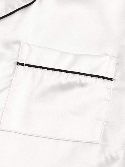 Sweatyrocks Women'S Short Sleeve Sleepwear Button down Satin 2 Piece Pajama Set Apparel & Accessories > Clothing > Sleepwear & Loungewear > Pajamas Kylie Max   