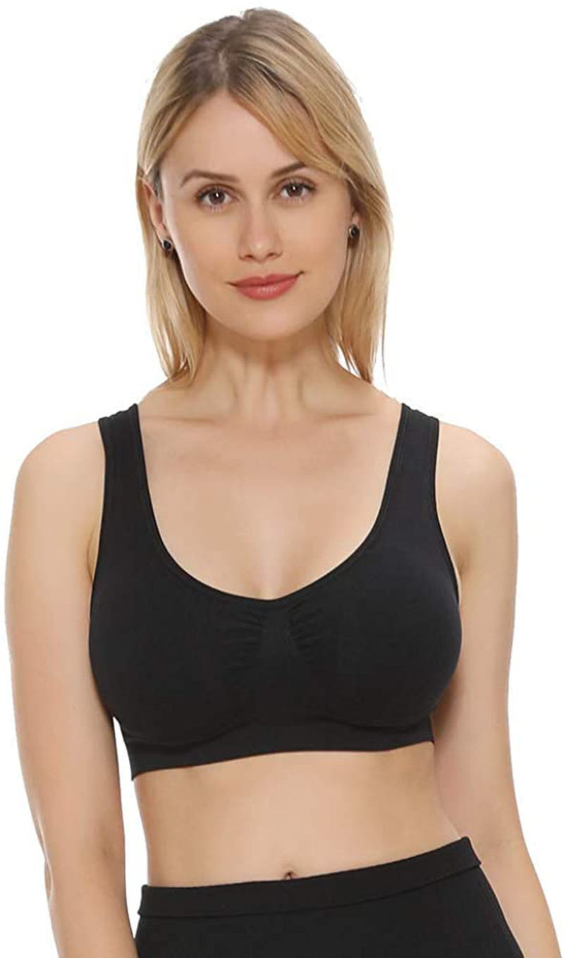 JOJOANS 1/3 Pack Sports Bras for Women - Seamless Workout Yoga Bra Stretchy Comfort Sleep Bra with Removable Pads Apparel & Accessories > Clothing > Underwear & Socks > Bras Kylie Max   