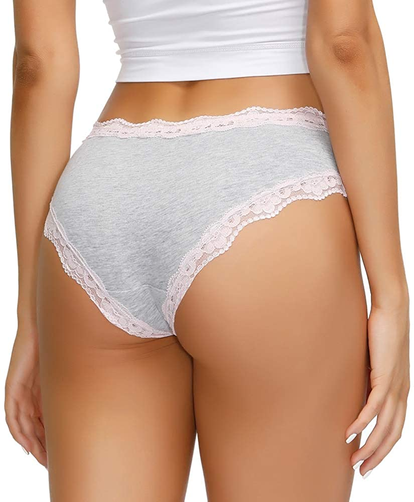 OHLLAVIVY Cotton Underwear Women'S Panties Soft Lace Hipster Briefs Multi-Pack Apparel & Accessories > Clothing > Underwear & Socks > Underwear OHLLAVIVY   