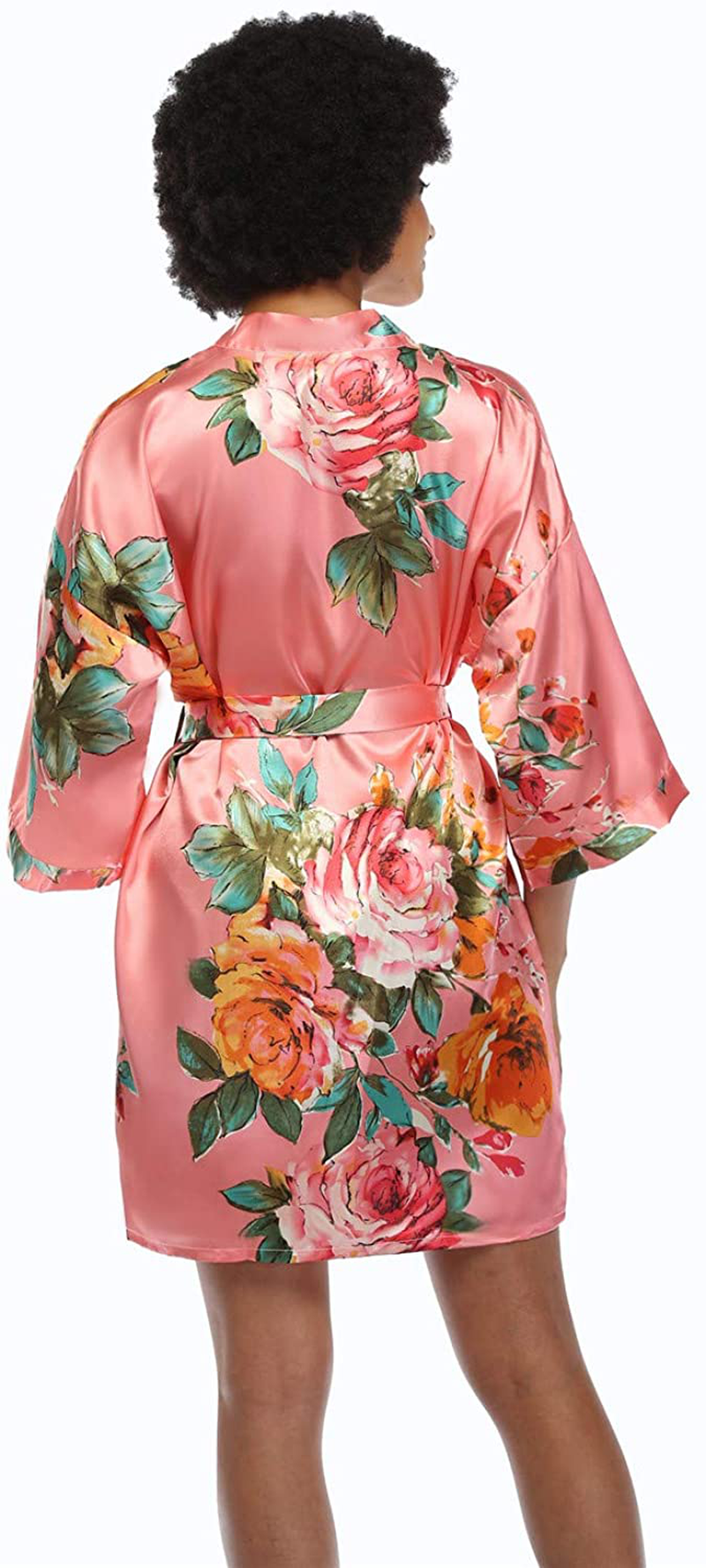 Women'S Floral Satin Kimono Robes Short Silky Bridesmaid Robes Sleepwear Apparel & Accessories > Clothing > Sleepwear & Loungewear > Robes MissNina   
