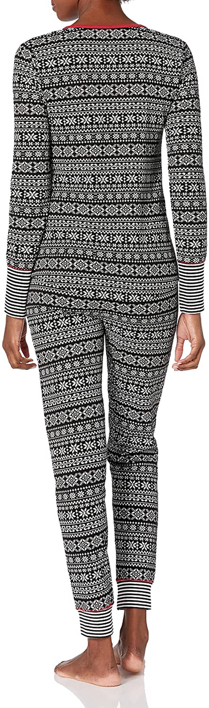 Mae Women's Vintage Thermal Henley Long Sleeve Top with Jogger Pajama Set Apparel & Accessories > Clothing > Sleepwear & Loungewear > Pajamas Mae   