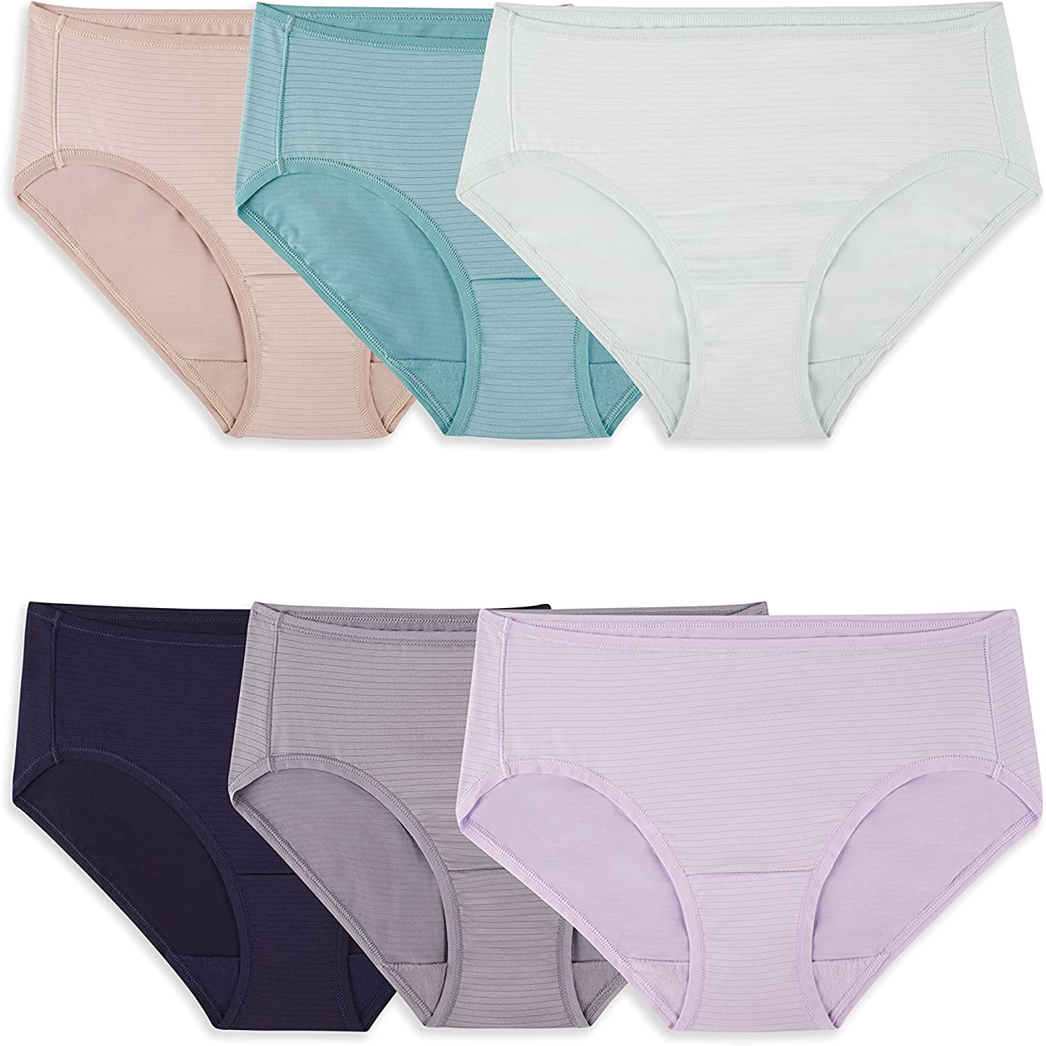 Fruit of the Loom Women'S Breathable Underwear (Regular & plus Size) Apparel & Accessories > Clothing > Underwear & Socks > Underwear Fruit of the Loom Hipster - Cooling Stripes - 6 Pack Assorted Colors Regular 7