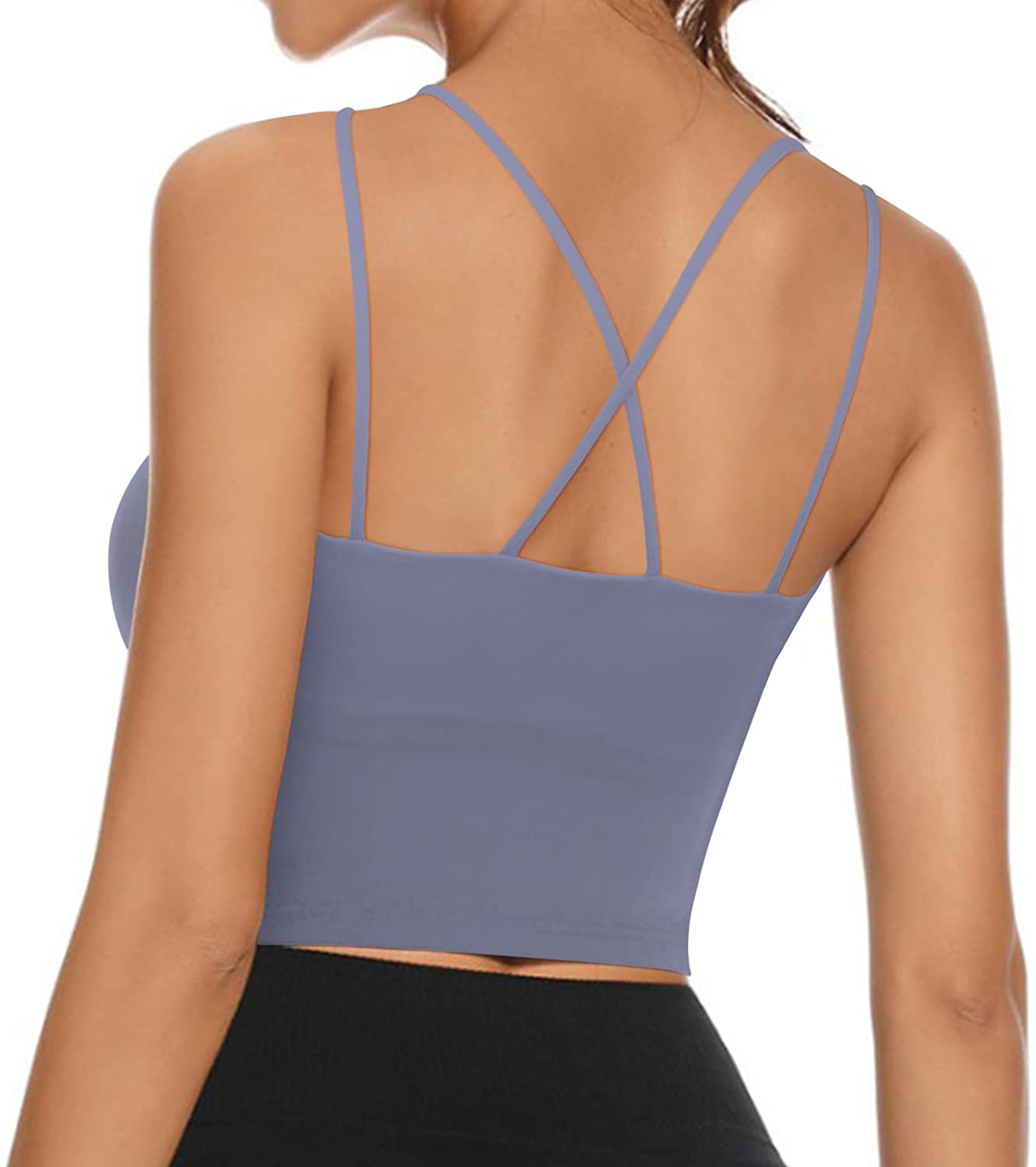 Women'S Longline Sports Bra Padded Strappy Yoga Bra Fitness Running Workout Crop Tank Top（2Pack） Apparel & Accessories > Clothing > Underwear & Socks > Bras Kylie Max   