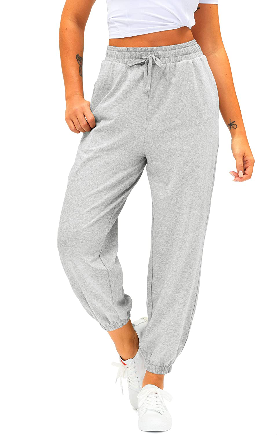 Women'S Cotton Sweatpants High Waisted Pants with Pockets Athletic Fit Joggers for Women Lounge,Jogging Apparel & Accessories > Clothing > Activewear Kylie Max   