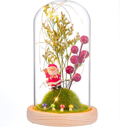 Tongtai Galaxy Rose Flower Gift-Galaxy Enchanted Rose with Led Light String in Glass Dome -Gifts for Women Mom Her Birthday Wedding Anniversary Room Home Bedroom Decor Arts & Entertainment > Party & Celebration > Gift Giving Tongtai Santa Claus-Small glass  