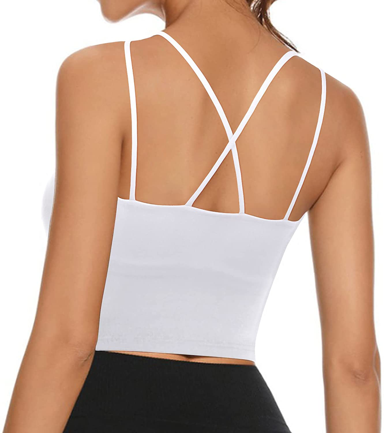 Women'S Longline Sports Bra Padded Strappy Yoga Bra Fitness Running Workout Crop Tank Top（2Pack） Apparel & Accessories > Clothing > Underwear & Socks > Bras Kylie Max   